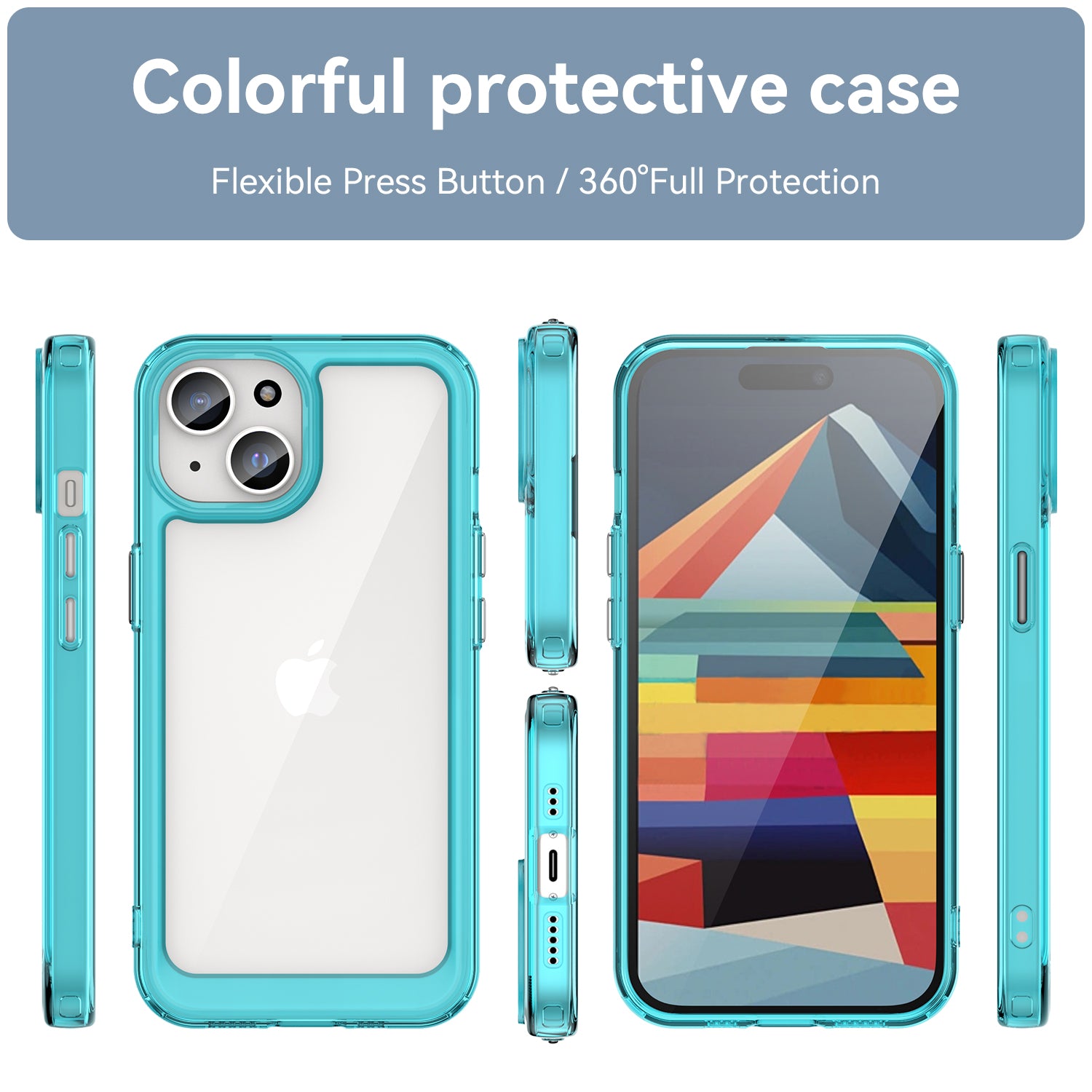Uniqkart for iPhone 15 Plus TPU+Acrylic Anti-fall Mobile Phone Back Cover Clear Protective Case - Transparent Blue Uniqkart for iPhone 15 Plus TPU+Acrylic Anti-fall Mobile Phone Back Cover Clear Protective Case - Transparent Blue